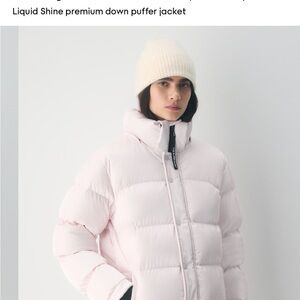 Aritzia Liquid Shine High-Neck Down Puffer - Pearl Pink